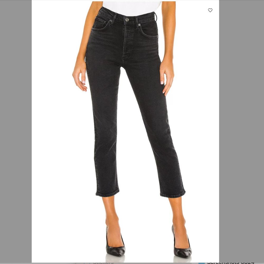 Agolde Black Jean - Riley straight leg crop